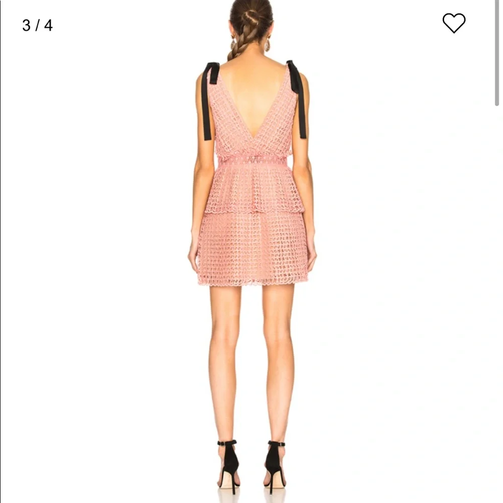 Self-Portrait Organza Cutwork Mini Dress with Ties - Picture 7 of 15